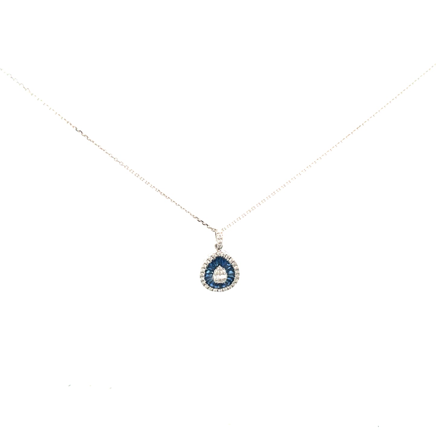 "CRYSTAL TEAR" necklace with blue sapphire details