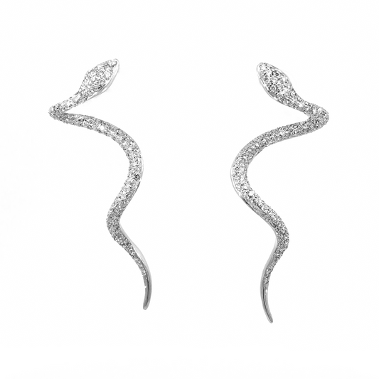 WHITE SNAKE EARRINGS