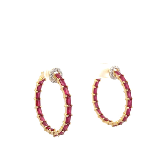 RUBY HOOP EARRINGS