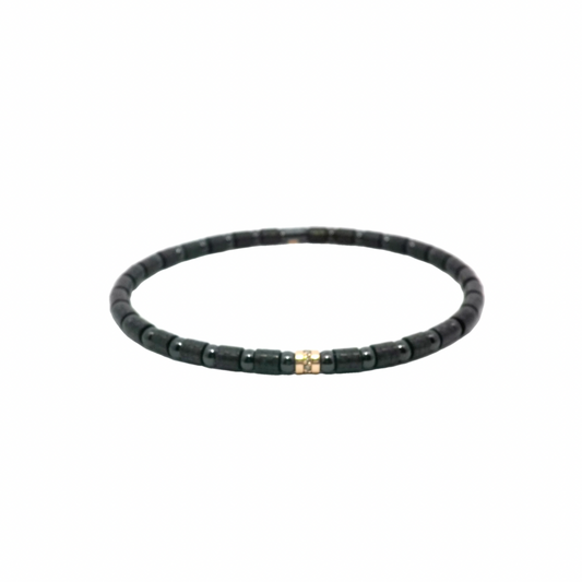 Bracciale "Black Beaded" dettagli oro rosa