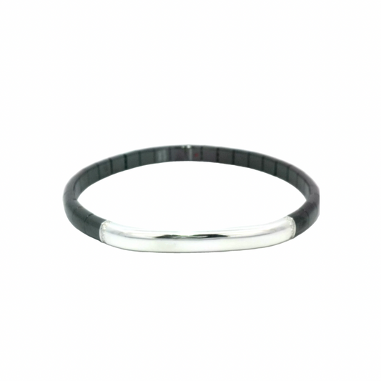 Bracciale "Sleek Black" dettagli oro bianco