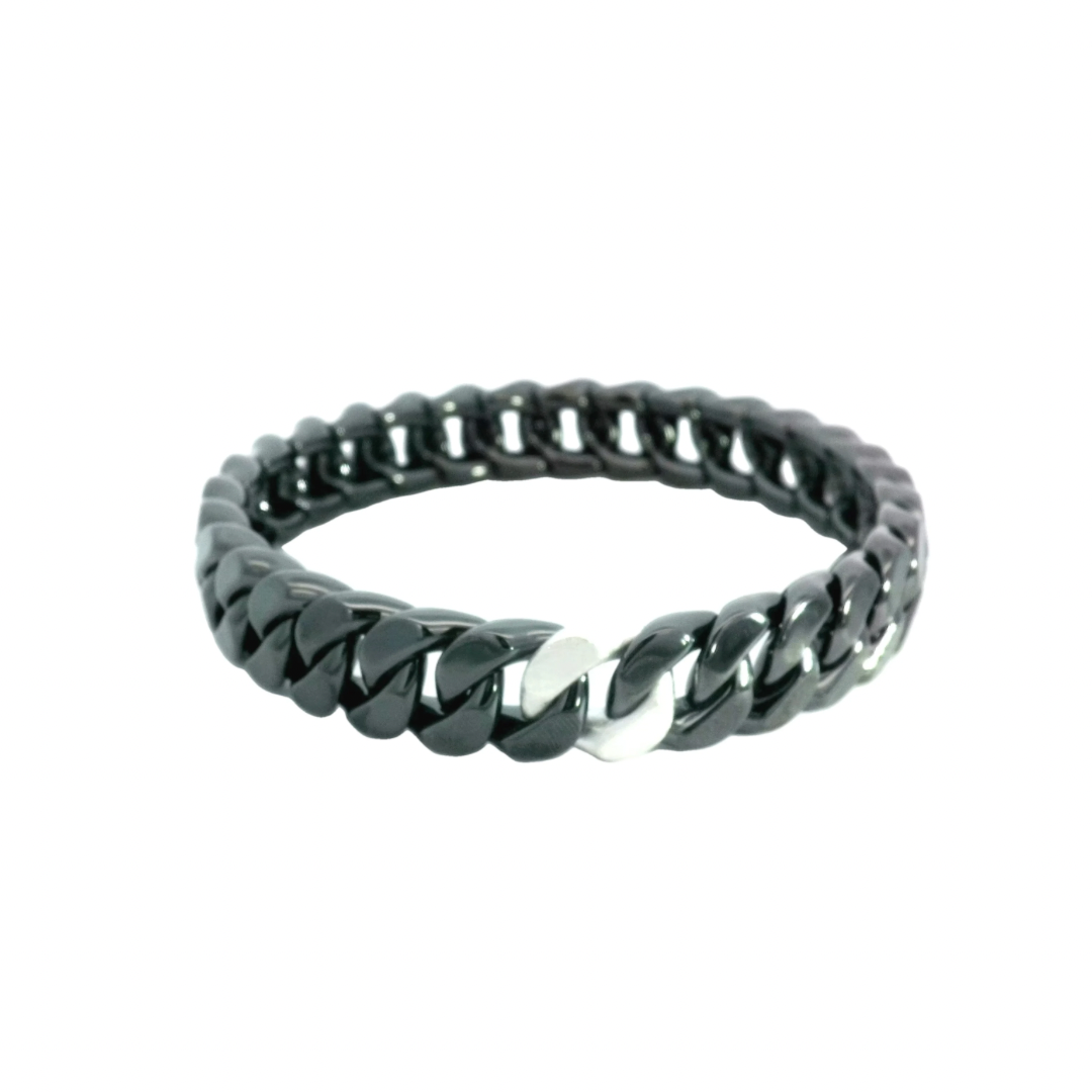 "Black Chain" bracelet with white gold details