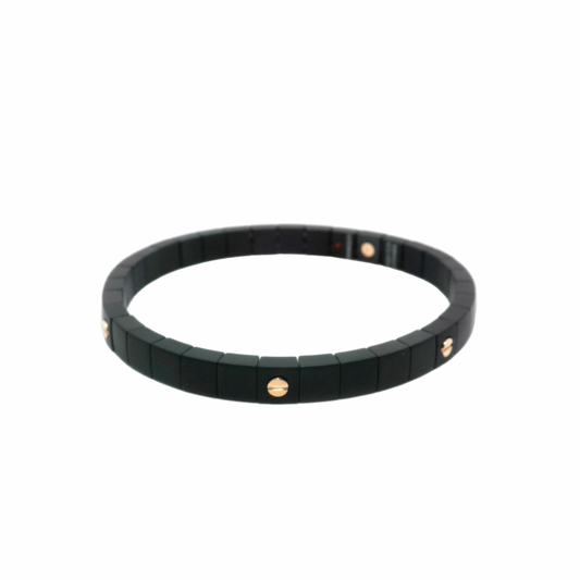 Bracciale "Sleek Black" dettagli oro rosa