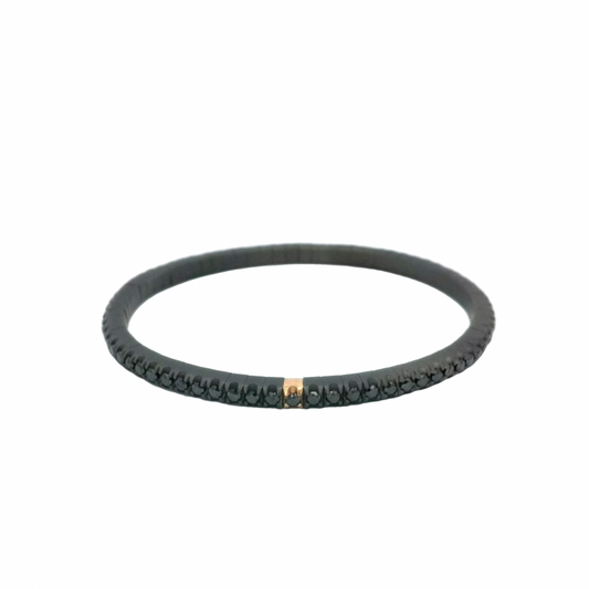 Bracciale "Tennis Black" dettagli oro rosa