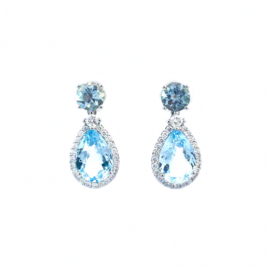 AQUAMARINE&amp;DIAMONDS EARRING