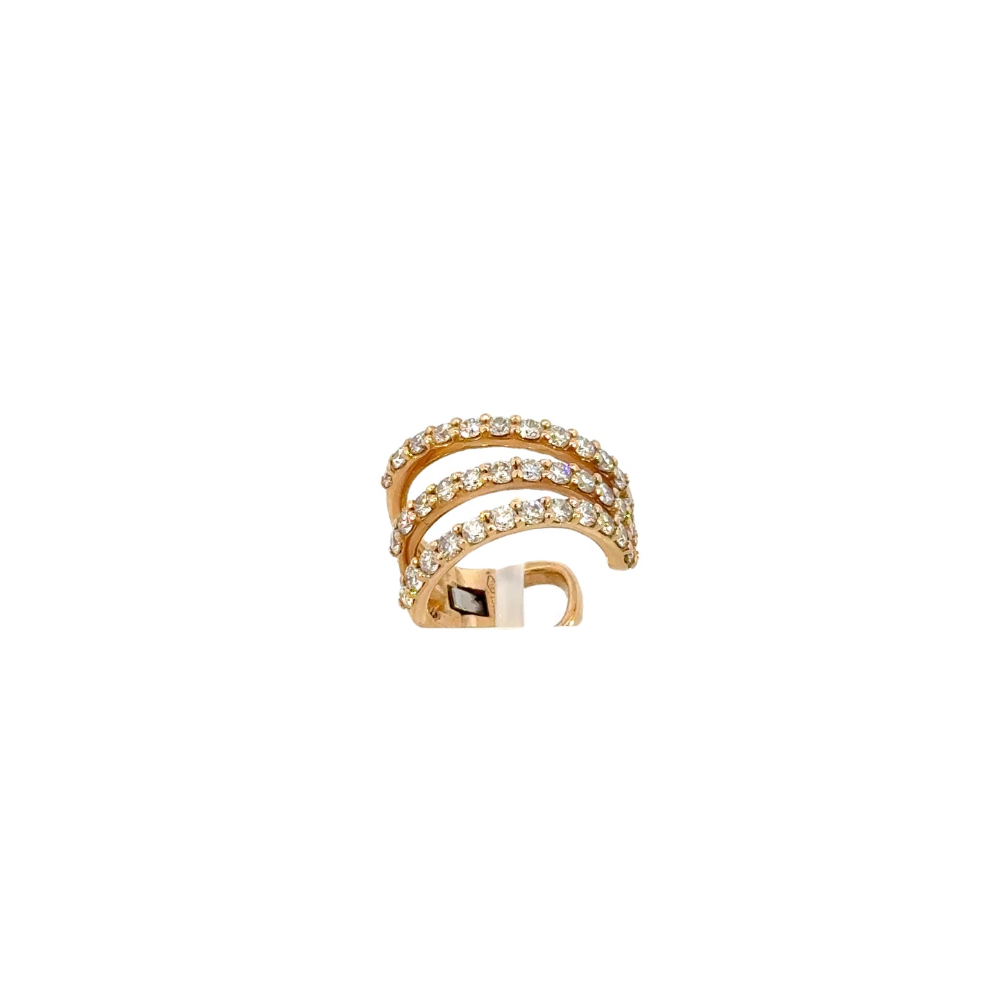 Earcuff "TRIPLE DIAMOND" in oro rosa