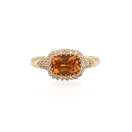 CITRINE QUARTZ AND DIAMOND RING