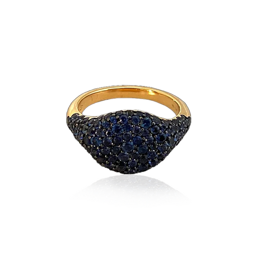 BLUE ROUND CHEVALIER RING