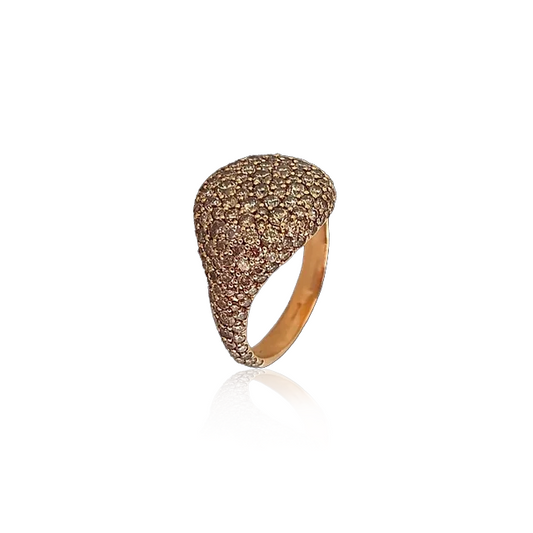 BROWN ROUND CHEVALIER RING