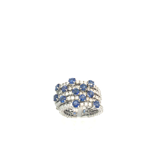 Gold ring with diamond and sapphire details