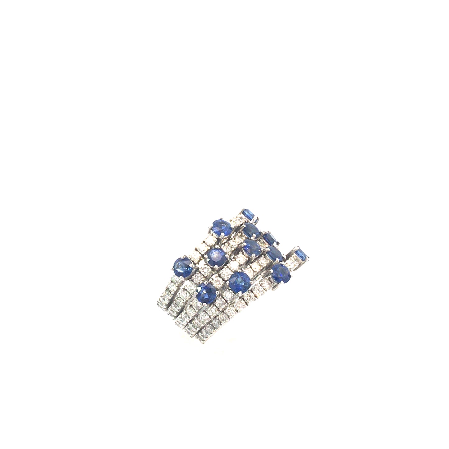 Gold ring with diamond and sapphire details