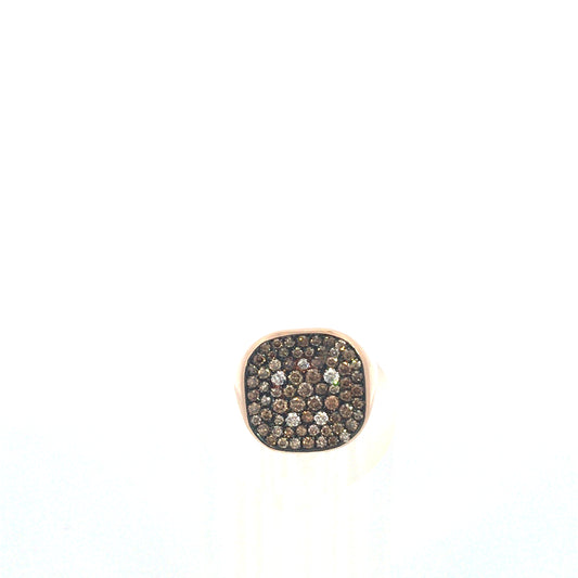 "GOLD SQUARE" ring with diamond details