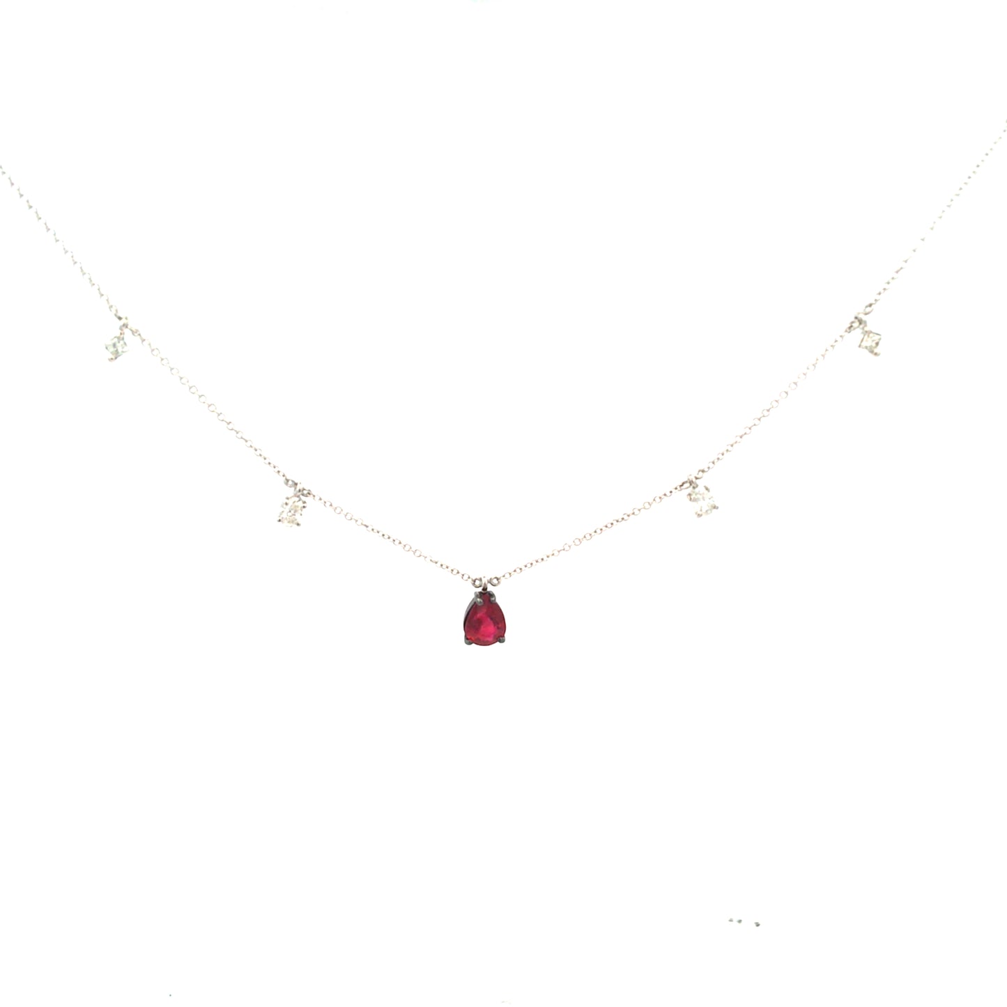 "RAINDROPS" necklace with ruby details