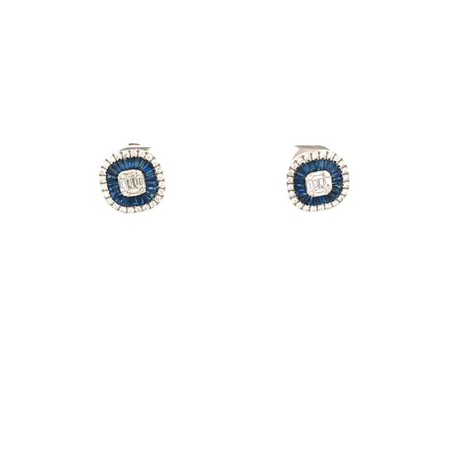 "INFINITE SQUARE" earrings with blue sapphire details