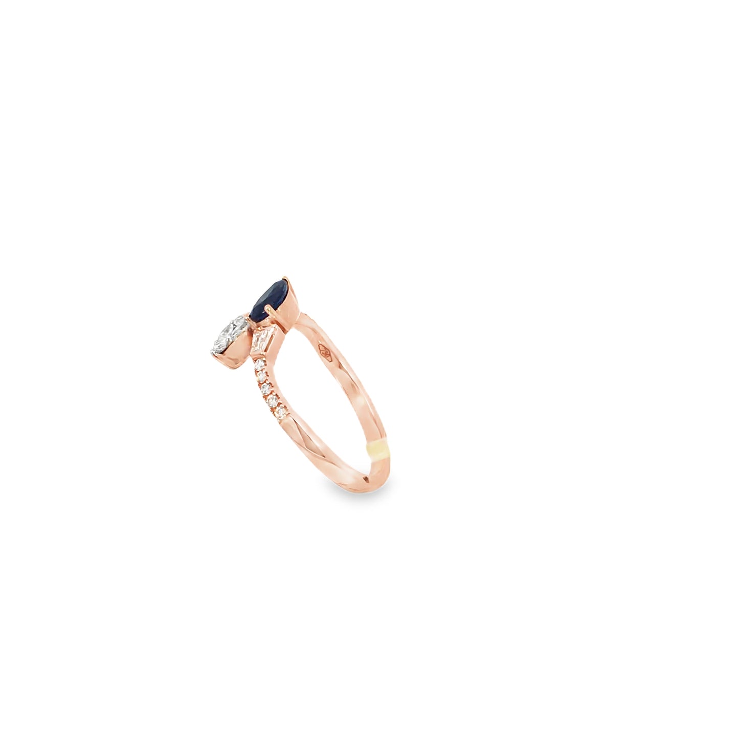 Anello "BLUE DROP" in oro rosa