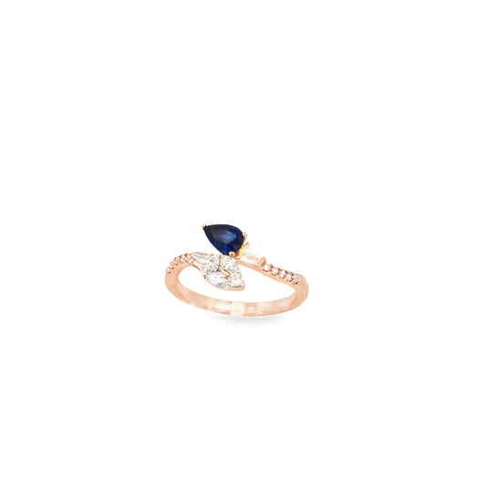 Anello "BLUE DROP" in oro rosa